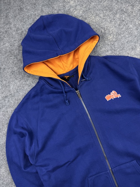 Authentic Pre-Loved Heavyweight Graffiti Graphic Full-Zip Hoodie - Royal Blue & Orange | Women's Size L Authentic Pre-Loved Heavyweight Graffiti Graphic Full-Zip Hoodie - Royal Blue & Orange | Women's Size L - Image 2