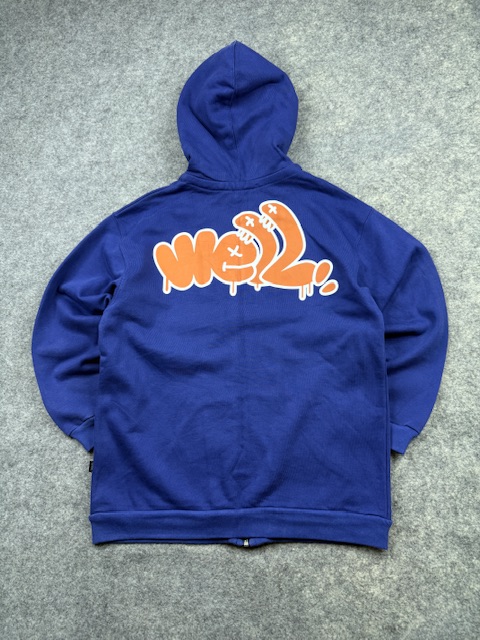 Authentic Pre-Loved Heavyweight Graffiti Graphic Full-Zip Hoodie - Royal Blue & Orange | Women's Size L Authentic Pre-Loved Heavyweight Graffiti Graphic Full-Zip Hoodie - Royal Blue & Orange | Women's Size L - Image 4