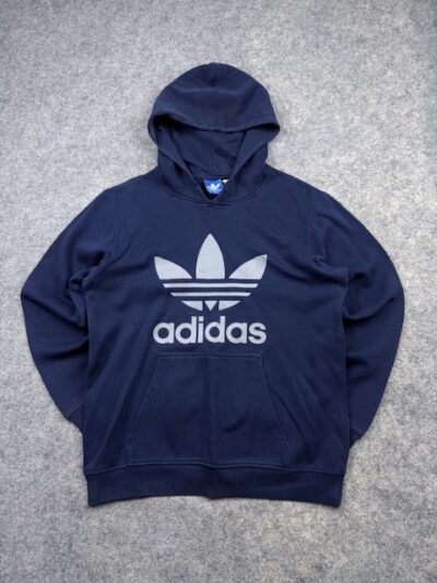 Authentic Pre-Loved Adidas Originals Trefoil Pullover Hoodie - Navy Blue | Size L