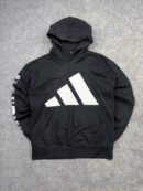 Authentic Pre-Loved Adidas Graphic Pullover Hoodie - Black / Multi-Logo Sleeve | Size M