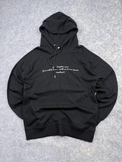 Authentic Pre-Loved "fill it" Matthew 6:10 Script Graphic Pullover Hoodie - Black | Size M