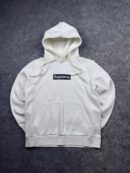 Pre-Loved Vintage "Pine Tree Tag" Supreme Box Logo Pullover Hoodie - White | Women's Size L