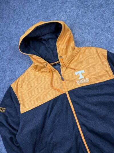 Authentic Pre-Loved Colosseum Athletics Tennessee Volunteers Full-Zip Colorblock Hoodie – Navy / Orange | Size XXL (Oversized)