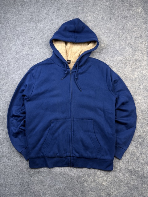 Authentic Pre-Loved Polham Sherpa-Lined Full-Zip Winter Hoodie – Navy Blue / Tan | Size L