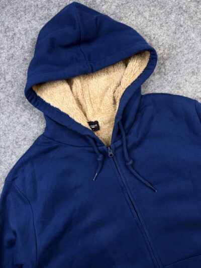 Authentic Pre-Loved Polham Sherpa-Lined Full-Zip Winter Hoodie – Navy Blue / Tan | Size L