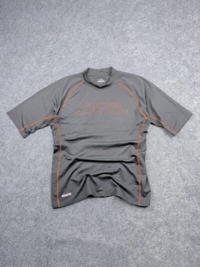 Authentic Pre-Loved Under Armour HeatGear UPF50+ Short Sleeve Compression T-Shirt - Charcoal Grey | Size L/XL (Stretchy)