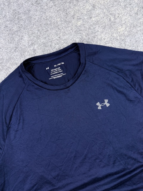 Authentic Pre-Loved Under Armour "The Tech Tee" Short Sleeve Active T-Shirt - Navy Blue | Size XL Authentic Pre-Loved Under Armour "The Tech Tee" Short Sleeve Active T-Shirt - Navy Blue | Size XL - Image 2
