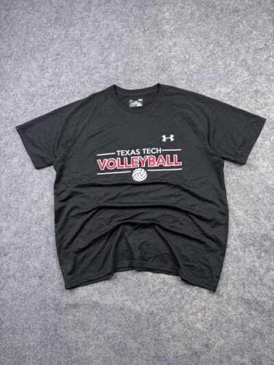 Pre-Loved Under Armour HeatGear Texas Tech Volleyball T-Shirt - Dark Grey | Size XXL (Tag L)