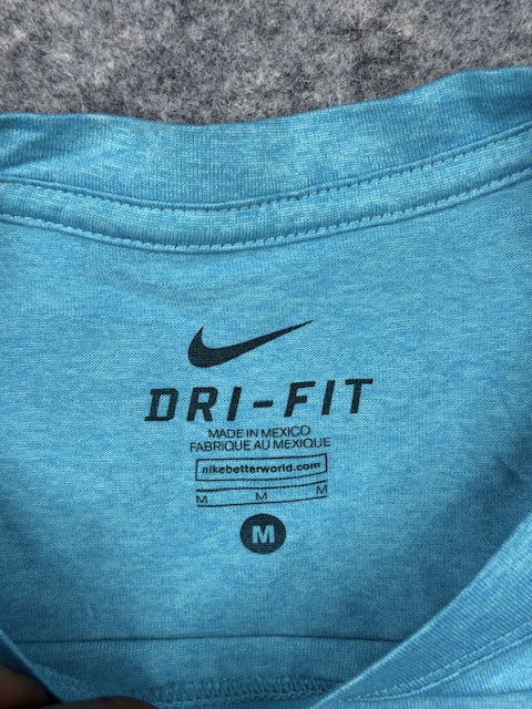 Authentic Pre-Loved Nike Dri-FIT Basic Short Sleeve Active T-Shirt - Teal / Heather Blue | Size M/L (Tag M) Authentic Pre-Loved Nike Dri-FIT Basic Short Sleeve Active T-Shirt - Teal / Heather Blue | Size M/L (Tag M) - Image 3