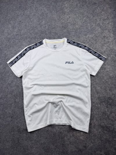 Authentic Pre-Loved Fila Retro Sportswear Logo Taping T-Shirt - White | Size L/XL