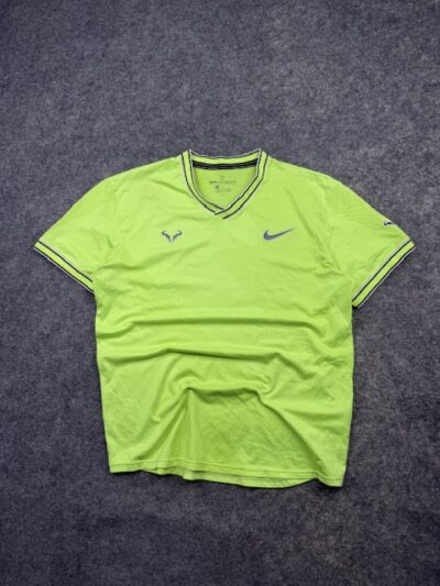 Nike AeroReact Rafael Nadal Signature Tennis T-Shirt - Neon Green | Size L