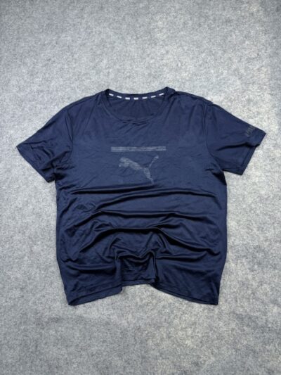 Pre-Loved Puma Tonal Graphic Performance T-Shirt - Navy Blue | Size XL