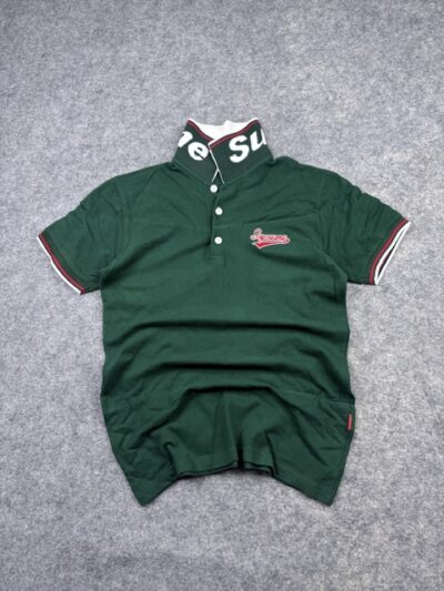 One Zzang Streetwear Polo Shirt - Forest Green "Supreme" Graphic | Size XS