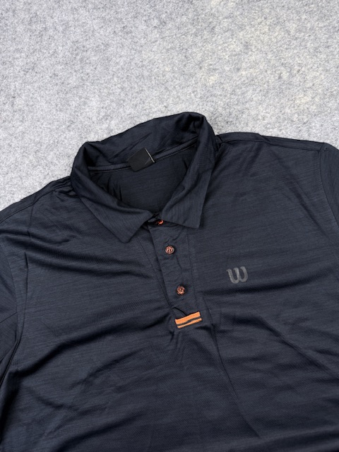 Wilson Performance Polo Shirt - Dark Charcoal with Orange Accents | Size L/XL Wilson Performance Polo Shirt - Dark Charcoal with Orange Accents | Size L/XL - Image 2