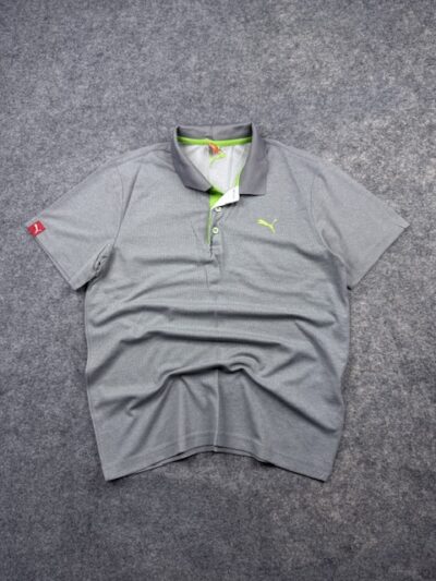 Puma Sportlifestyle Performance Polo Shirt - Heather Grey / Neon Green | Size L