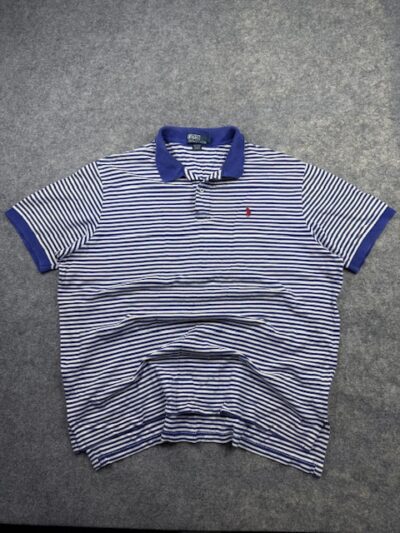 Pre-Loved Polo Ralph Lauren Striped Polo Shirt - Blue / White | Size 2XL/3XL