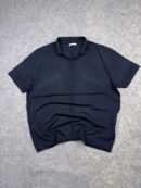 Pre-Loved Zara Open Collar Knit Polo Shirt - Dark Navy Blue | Size XL