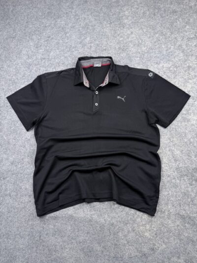 Pre-Loved Puma Performance Stretch Polo Shirt - Black / Grey | Size XXL
