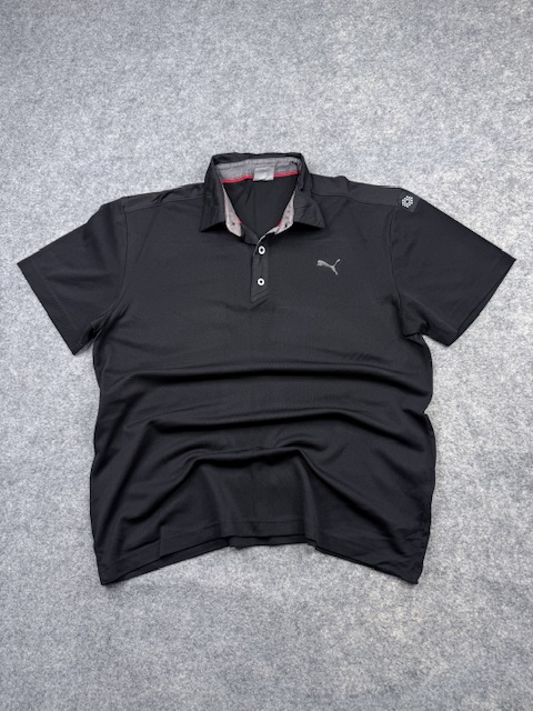Pre-Loved Puma Performance Stretch Polo Shirt - Black / Grey | Size XXL Pre-Loved Puma Performance Stretch Polo Shirt - Black / Grey | Size XXL