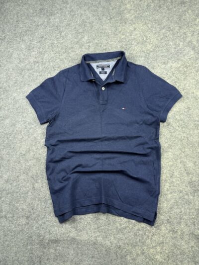 Pre-Loved Tommy Hilfiger Slim Fit Stretch Polo Shirt - Navy Blue | Size S