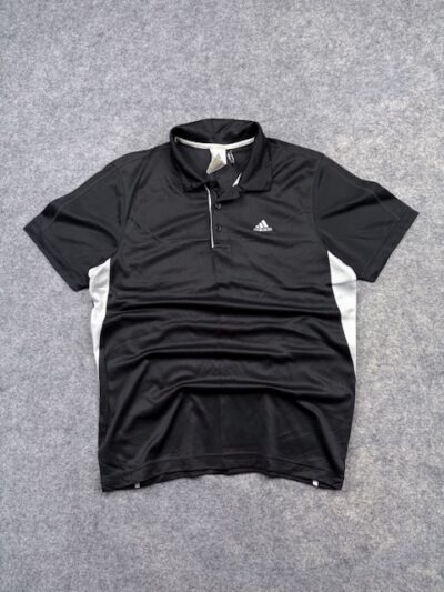 Pre-Loved Adidas Climalite Performance Polo Shirt - Black / White | Size M