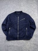 Pre-Loved Zara Man Faux Suede Moto Jacket - Navy Blue | Size XL