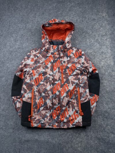 USALL Extreme Graphic Camo Ski & Snowboard Jacket - Orange / Grey | Size XS