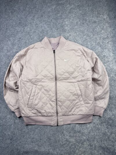 Pre-Loved Nike Quilted Full-Zip Bomber Jacket - Dusty Rose / Mauve | Size M