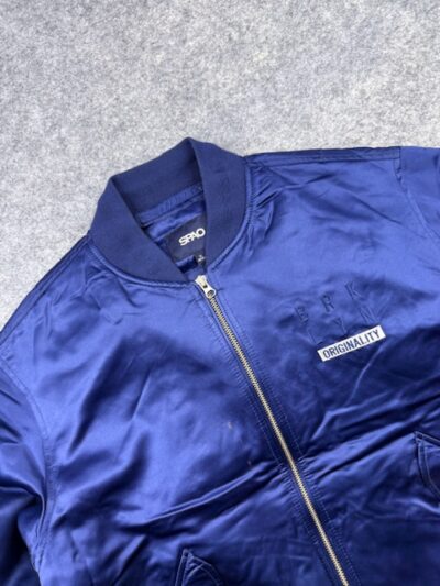 Pre-Loved SPAO “BRKLYN Originality” Satin Bomber Jacket – Royal Blue | Size XL