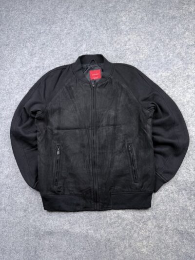 Pre-Loved Zara Man Full-Zip Faux Suede & Knit Hybrid Bomber Jacket - Solid Black | Size M (Tag L)