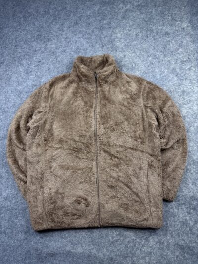 Pre-Loved Uniqlo Fluffy Yarn Fleece Full-Zip Jacket - Brown / Taupe | Size XL