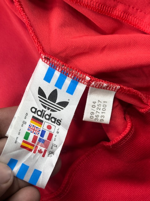 Vintage Adidas Originals Velour Track Jacket / Bomber with Contrast Piping - Bright Red & Black | Size S/M Vintage Adidas Originals Velour Track Jacket / Bomber with Contrast Piping - Bright Red & Black | Size S/M - Image 4