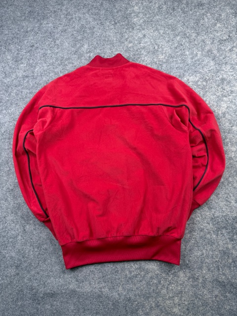 Vintage Adidas Originals Velour Track Jacket / Bomber with Contrast Piping - Bright Red & Black | Size S/M Vintage Adidas Originals Velour Track Jacket / Bomber with Contrast Piping - Bright Red & Black | Size S/M - Image 6