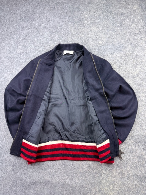 Gucci Luxury Embroidered Bee Wool-Blend Bomber Jacket with Web Rib Trim - Dark Navy Blue | Size L Gucci Luxury Embroidered Bee Wool-Blend Bomber Jacket with Web Rib Trim - Dark Navy Blue | Size L - Image 5