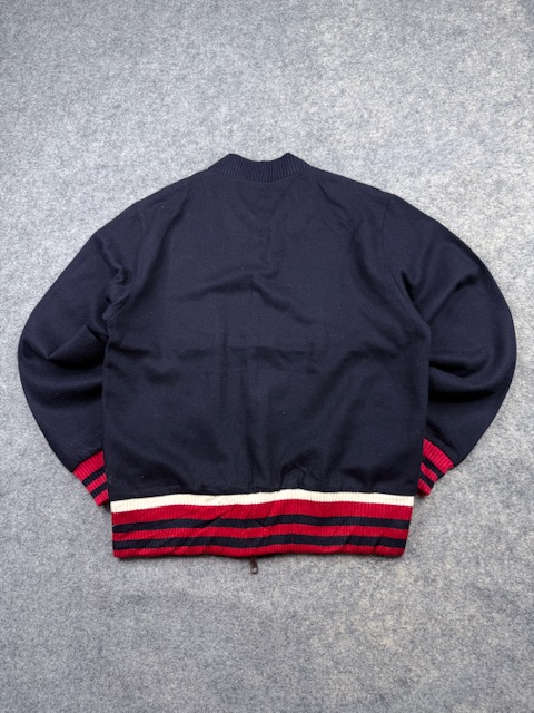 Gucci Luxury Embroidered Bee Wool-Blend Bomber Jacket with Web Rib Trim - Dark Navy Blue | Size L Gucci Luxury Embroidered Bee Wool-Blend Bomber Jacket with Web Rib Trim - Dark Navy Blue | Size L - Image 9