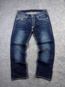 True Religion Super T Straight Flap Pocket Dark Wash Denim Jeans - Indigo Blue | Size 36