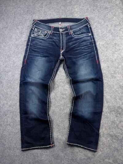 True Religion Super T Straight Flap Pocket Dark Wash Denim Jeans - Indigo Blue | Size 36