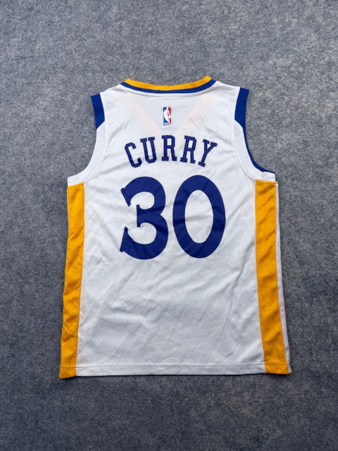 Nike NBA Golden State Warriors Stephen Curry #30 Swingman Basketball Jersey - White / Royal Blue & Gold | Size S Nike NBA Golden State Warriors Stephen Curry #30 Swingman Basketball Jersey - White / Royal Blue & Gold | Size S - Image 4