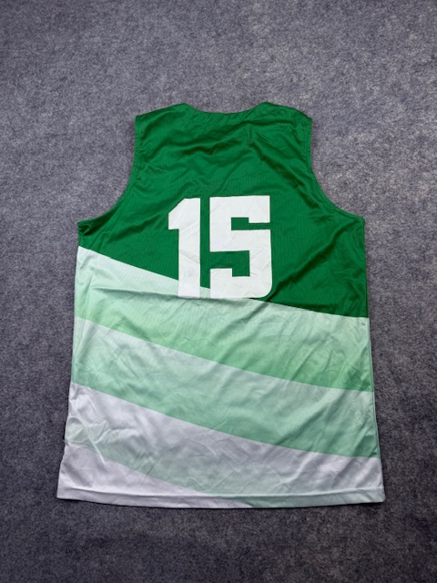 Pre-Loved Custom "Xingdong Basketball" Athletic Jersey Tank Top - Green & Mint Diagonal Gradient (#15) | Size L Pre-Loved Custom "Xingdong Basketball" Athletic Jersey Tank Top - Green & Mint Diagonal Gradient (#15) | Size L - Image 3