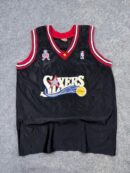 Vintage Philadelphia 76ers #0 Basketball Jersey Tank Top - Black & Red/White Stripes | Size L