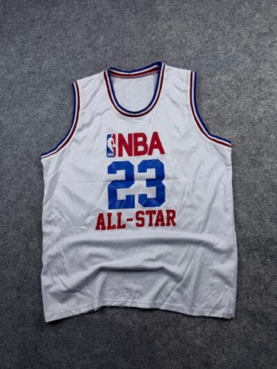 Vintage NBA All-Star #23 Basketball Jersey Tank Top - White with Red & Blue Trim | Size XL
