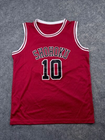 Slam Dunk Shohoku High Hanamichi Sakuragi #10 Anime Basketball Jersey Tank Top - Red | Size L