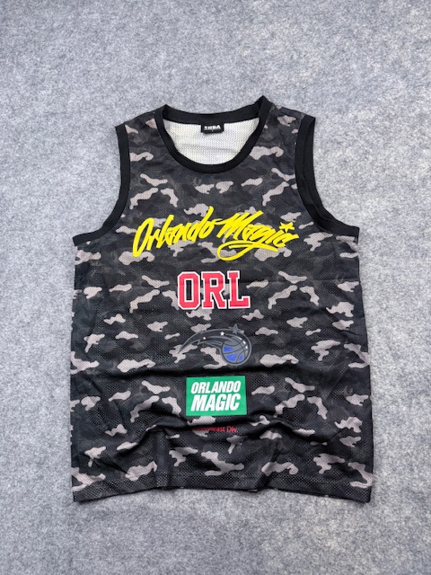 Pre-Loved NBA Orlando Magic Camouflage Graphic Basketball Jersey Tank Top - Black / Grey / Multi | Size L Pre-Loved NBA Orlando Magic Camouflage Graphic Basketball Jersey Tank Top - Black / Grey / Multi | Size L