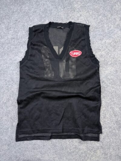 Pre-Loved Morning Studios "Turbo" Distressed Open-Mesh Athletic Tank Top - Black & Red (#07) | Size M