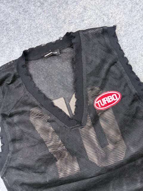 Pre-Loved Morning Studios "Turbo" Distressed Open-Mesh Athletic Tank Top - Black & Red (#07) | Size M Pre-Loved Morning Studios "Turbo" Distressed Open-Mesh Athletic Tank Top - Black & Red (#07) | Size M - Image 2