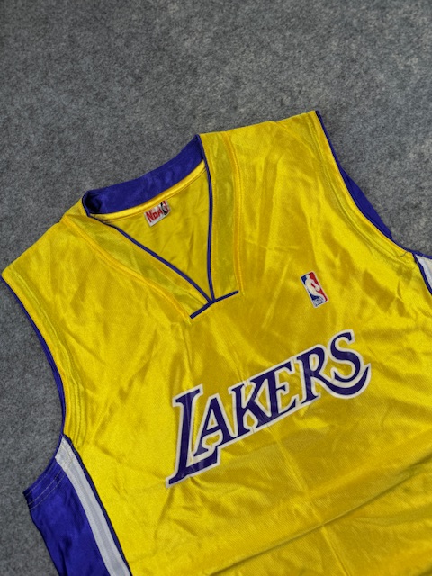 Vintage Los Angeles Lakers Basketball Jersey Tank Top - Classic Gold & Purple with Side Striping | Size XXL Vintage Los Angeles Lakers Basketball Jersey Tank Top - Classic Gold & Purple with Side Striping | Size XXL - Image 2