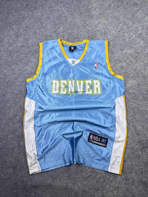 Pre-Loved Reebok NBA Denver Nuggets Basketball Jersey Tank Top - Powder Blue & Yellow/White | Size L Pre-Loved Reebok NBA Denver Nuggets Basketball Jersey Tank Top - Powder Blue & Yellow/White | Size L