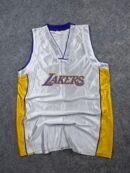 Pre-Loved Vintage Los Angeles Lakers Glossy Basketball Jersey Tank Top - White / Gold & Purple | Size M