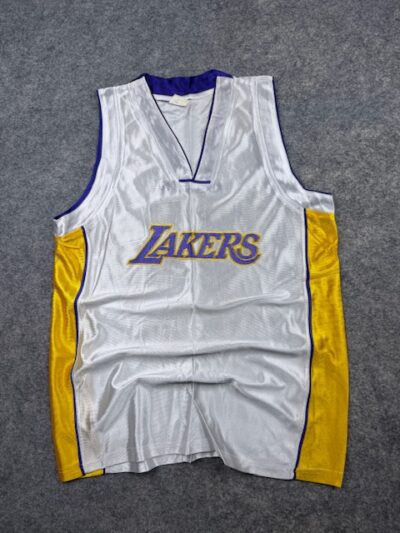 Pre-Loved Vintage Los Angeles Lakers Glossy Basketball Jersey Tank Top - White / Gold & Purple | Size M