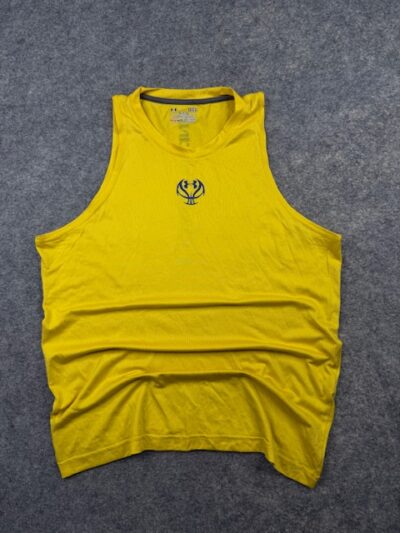 Pre-Loved Under Armour HeatGear Fitted Athletic Basketball Tank Top - Bright Yellow & Blue | Size L